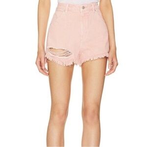Rolla's 25 Dusters Short Layla Peony distressed 0539 cut off pink cotton